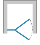 Drzwi jednoczęściowe ze ścianką stałą w linii otwierane na zewnątrz i do wewnątrz (zawias po stronie części stałej)