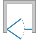 Drzwi jednoczęściowe ze ścianką stałą w linii otwierane na zewnątrz i do wewnątrz
